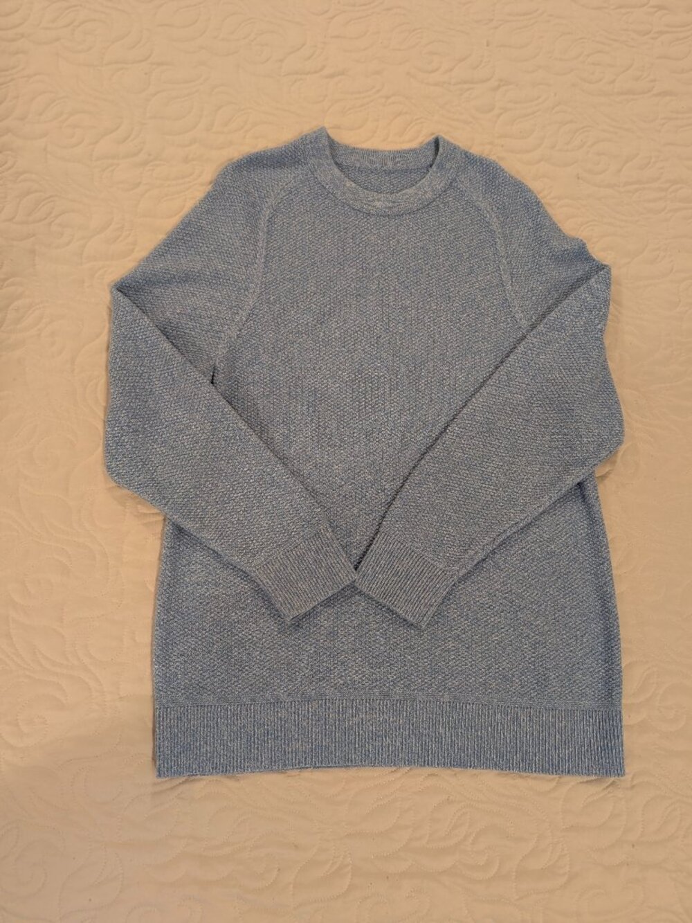 Lululemon Textured Knit Classic-Fit Crewneck Sweater, Size S, NWOT, Blue/White